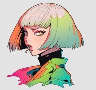 Retrowave Anime Girl (Sticker)