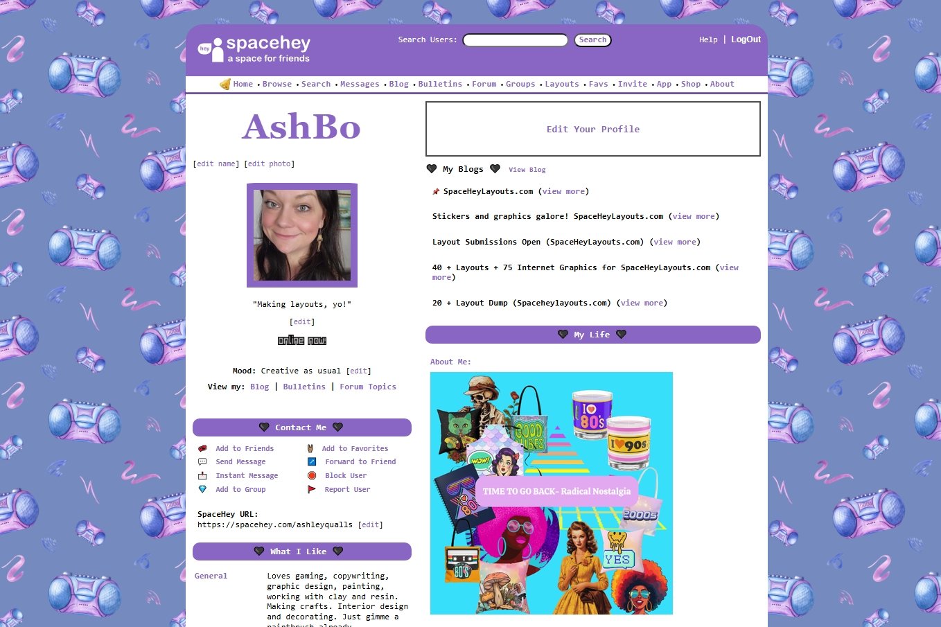 Purple Boomboxes Layout