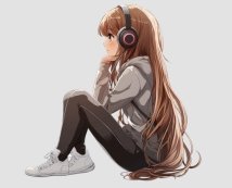 Anime Girl with Headphones (Sticker)