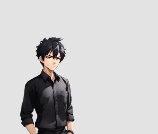 Anime Man (Black) Sticker