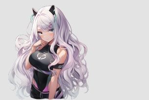 Vibrant Anime Girl (Purple) Sticker